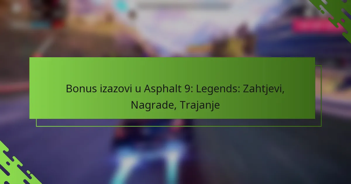 Bonus izazovi u Asphalt 9: Legends: Zahtjevi, Nagrade, Trajanje