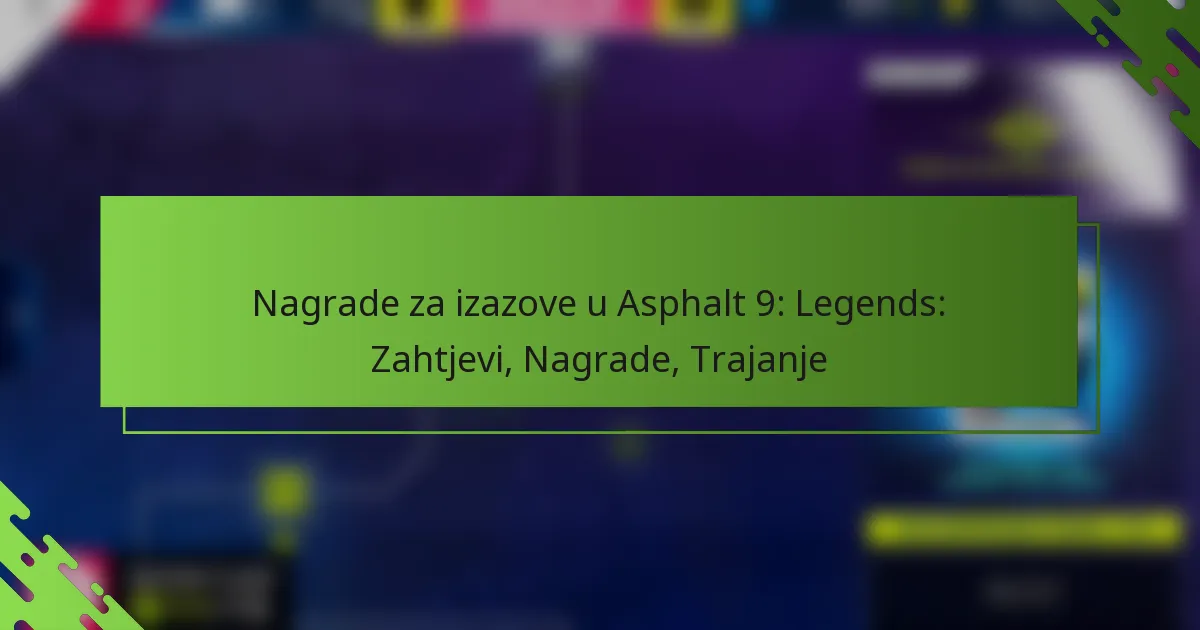 Nagrade za izazove u Asphalt 9: Legends: Zahtjevi, Nagrade, Trajanje