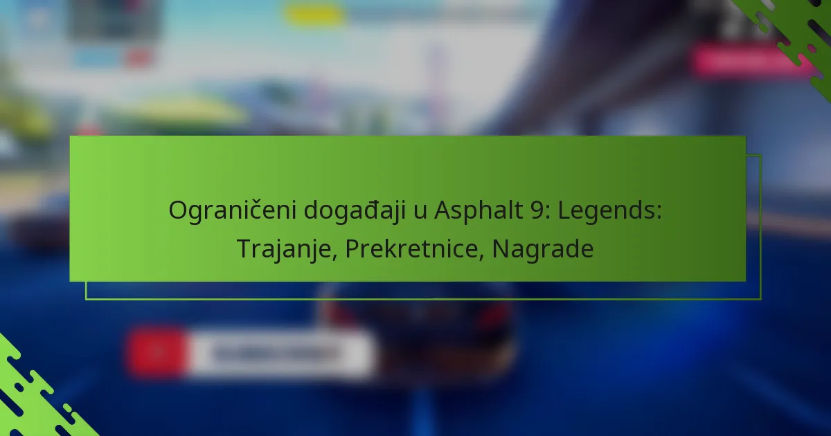 Ograničeni događaji u Asphalt 9: Legends: Trajanje, Prekretnice, Nagrade