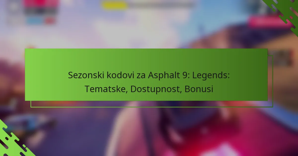 Sezonski kodovi za Asphalt 9: Legends: Tematske, Dostupnost, Bonusi