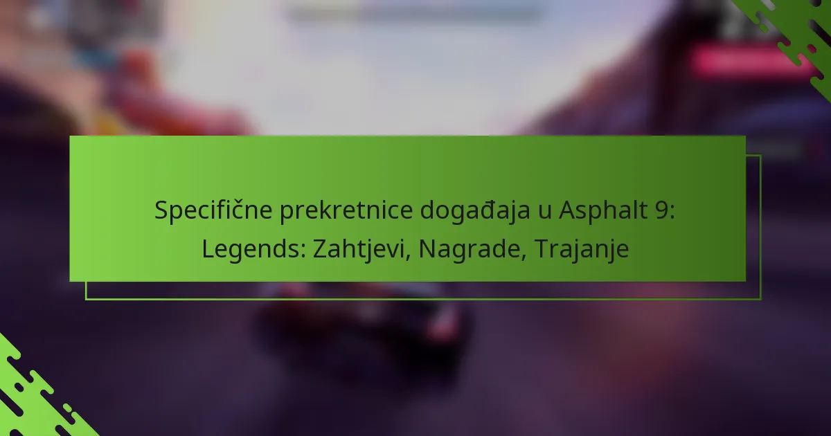 Specifične prekretnice događaja u Asphalt 9: Legends: Zahtjevi, Nagrade, Trajanje