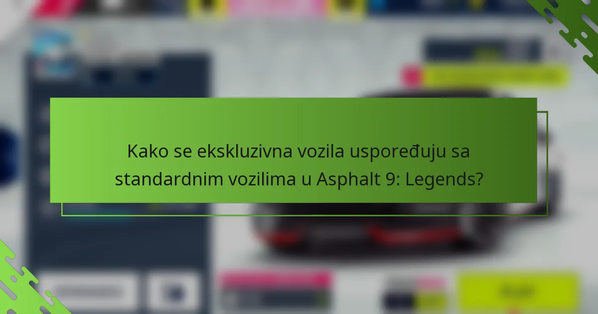 Kako se ekskluzivna vozila uspoređuju sa standardnim vozilima u Asphalt 9: Legends?